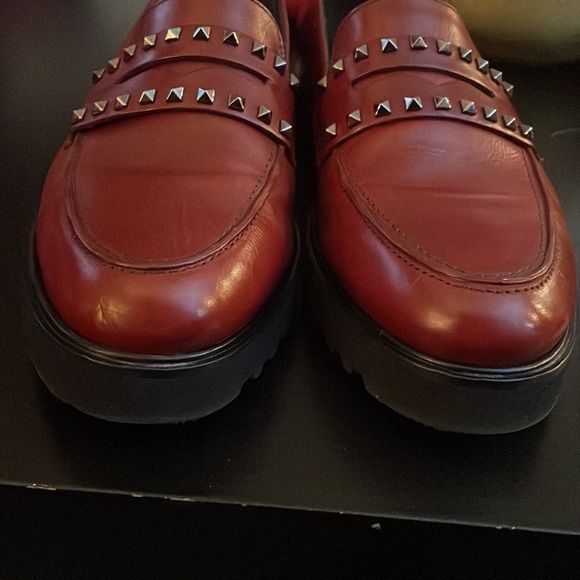 Paul Green Sofia Studded Leather Loafer Wine Size 8 - Picture 4 of 9